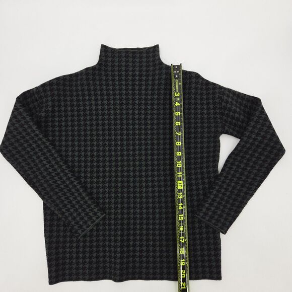 Tahari Funnel Neck Sweater Womens Size XS Green Houndstooth Fall Winter Academia - Picture 4 of 6